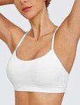 CRZ YOGA Butterluxe Womens Y Back Sports Bra - Padded Racerback Low Impact Spaghetti Thin Strap Workout Yoga Bra White Medium