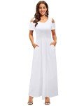 White Cold Shoulder Dress with Pocket for Women