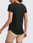 CRZ YOGA Pima Cotton Womens Short Sleeve Shirt Loose Casual Yoga T-Shirt Athletic Workout Tee Top Black Medium