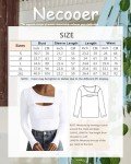 Necooer Womens Tops Fashion Fall Cutout Long Sleeve Knit Ribbed Stretch Slim Fitted Scoop Neck Yoga Shirts Top for Women Pure White