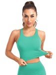 Honlyps Criss Cross Workout Tops for Women Backless Strappy Sports Bra Longline Fitness Yoga Crop Tank Top with Bulit in Bra, Green, Medium
