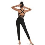 romansong Strappy Yoga Sports Bras for Women Padded Criss-Cross Back Tank Tops, Black, Medium