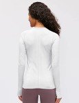 LUYAA Women's Workout Tops Long Sleeve Shirts Yoga Sports Breathable Gym Athletic Top Slim Fit, White, Medium