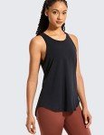 CRZ YOGA Womens Pima Cotton Workout Tank Tops Tie Back Sleeveless Shirts Yoga Athletic Open Back Sport Gym Tops Black Medium