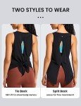 CRZ YOGA Womens Pima Cotton Workout Tank Tops Tie Back Sleeveless Shirts Yoga Athletic Open Back Sport Gym Tops Black Medium