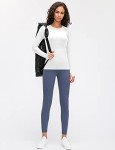 LUYAA Women's Workout Tops Long Sleeve Shirts Yoga Sports Breathable Gym Athletic Top Slim Fit, White, Medium
