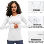 LUYAA Women's Workout Tops Long Sleeve Shirts Yoga Sports Breathable Gym Athletic Top Slim Fit, White, Medium