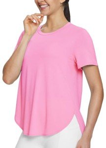 BALEAF Women's Workout Tops Short Sleeve Gym Athletic Yoga Loose Fit Quick Dry Running T-Shirts Side Slits Pink L