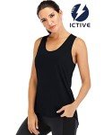 Fihapyli ICTIVE Yoga Tops for Women Loose fit Workout Tank Tops for Women Backless Sleeveless Keyhole Open Back Muscle Tank Running Tank Tops Workout Tops Racerback Gym Summer Tank Tops Black L