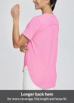 BALEAF Women's Workout Tops Short Sleeve Gym Athletic Yoga Loose Fit Quick Dry Running T-Shirts Side Slits Pink L