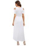 White Cold Shoulder Dress with Pocket for Women