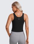 CRZ YOGA Womens Butterluxe Double Lined Tank Tops Scoop Neck Racerback Workout Tanks Sleeveless Casual Cropped Top Black Large