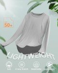 Promover Women's Long Sleeve Workout Shirts UPF 50+ Sun Shirts Lightweight Quick Dry Outdoor Hiking Tops Grey