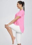 BALEAF Women's Workout Tops Short Sleeve Gym Athletic Yoga Loose Fit Quick Dry Running T-Shirts Side Slits Pink L