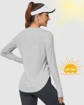 Promover Women's Long Sleeve Workout Shirts UPF 50+ Sun Shirts Lightweight Quick Dry Outdoor Hiking Tops Grey