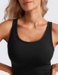CRZ YOGA Womens Butterluxe Double Lined Tank Tops Scoop Neck Racerback Workout Tanks Sleeveless Casual Cropped Top Black Large
