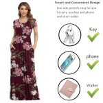 Summer Floral Maxi Dress with Pockets - Wine Red