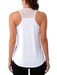 Aeuui Womens Workout Tops Sleeveless Racerback Tank Tops Mesh Yoga Athletic Running Shirts Gym Clothes for Women White