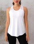 Aeuui Womens Workout Tops Sleeveless Racerback Tank Tops Mesh Yoga Athletic Running Shirts Gym Clothes for Women White