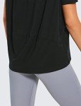 CRZ YOGA Women's Pima Cotton Short Sleeve Shirts Loose Fit Gym Workout T-Shirt Athletic Casual Tops Black Large
