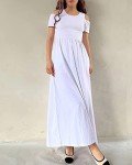White Cold Shoulder Dress with Pocket for Women