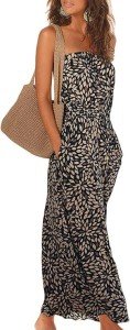 Addkaka Women's Off-Shoulder Maxi Dress with Pockets