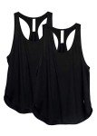 icyzone Workout Tank Tops for Women - Athletic Yoga Tops, Racerback Running Tank Top (M, Black/Black)