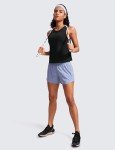 CRZ YOGA Pima Cotton Cropped Tank Tops for Women Workout Crop Tops High Neck Sleeveless Athletic Gym Shirts Black Large