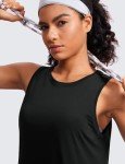 CRZ YOGA Pima Cotton Cropped Tank Tops for Women Workout Crop Tops High Neck Sleeveless Athletic Gym Shirts Black Large