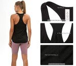 icyzone Workout Tank Tops for Women - Athletic Yoga Tops, Racerback Running Tank Top (M, Black/Black)