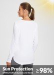 BALEAF Women's Long Sleeve Shirt UPF50+ Workout Tops Rash Guard T Shirts Sun Protection Quick Dry Workout Hiking Outdoor White M