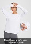 BALEAF Women's Long Sleeve Shirt UPF50+ Workout Tops Rash Guard T Shirts Sun Protection Quick Dry Workout Hiking Outdoor White M
