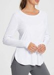 BALEAF Women's Long Sleeve Shirt UPF50+ Workout Tops Rash Guard T Shirts Sun Protection Quick Dry Workout Hiking Outdoor White M