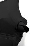 CRZ YOGA Strappy Longline Sports Bras for Women - Wirefree Padded Criss Cross Yoga Bras Cropped Tank Tops Black Medium