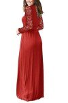 WNEEDU Women's Long Sleeve Lace Maxi Dress