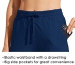 Willit Women's Cotton Sweatpants Open Bottom Yoga Sports Pants Straight Leg Lounge Athletic Pants with Pockets Navy Blue L