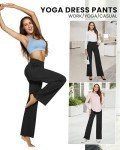 G4Free Wide Leg Pants for Women Yoga Dress Pants with Pockets High Waist Work Business Casual Sweatpants Black