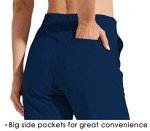 Willit Women's Cotton Sweatpants Open Bottom Yoga Sports Pants Straight Leg Lounge Athletic Pants with Pockets Navy Blue L