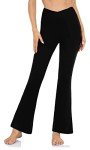 Women’s Bootcut Yoga Pants with Pockets - Flare Leggings for Women High Waisted Crossover Workout Lounge Bell Bottom Jazz Dress Pants(Black, Large)