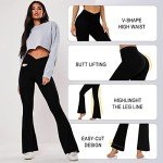Women’s Bootcut Yoga Pants with Pockets - Flare Leggings for Women High Waisted Crossover Workout Lounge Bell Bottom Jazz Dress Pants(Black, Large)