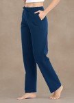 Willit Women's Cotton Sweatpants Open Bottom Yoga Sports Pants Straight Leg Lounge Athletic Pants with Pockets Navy Blue L