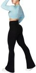 Sunzel Flare Leggings, Crossover Yoga Pants with Tummy Control, High-Waisted and Wide Leg, 30" Black, Medium
