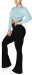 Sunzel Flare Leggings, Crossover Yoga Pants with Tummy Control, High-Waisted and Wide Leg, 30" Black, Medium