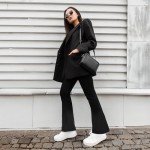 GymCope Flare Leggings for Women, High Waist Bootcut Yoga Pants with 4 Pockets, Tummy Control and Non-See-Through Dress Pants(Black, Medium)