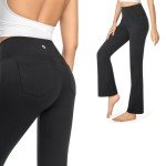GymCope Flare Leggings for Women, High Waist Bootcut Yoga Pants with 4 Pockets, Tummy Control and Non-See-Through Dress Pants(Black, Medium)