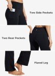Willit Women's Fleece Lined Pants Yoga Bootcut Thermal Winter Pants High Waisted Flare Leggings Water Resistant Black L