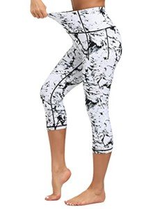 Dragon Fit High Waisted Leggings for Women Tummy Control Workout Running Yoga Pants with Pockets (Medium, Capris Marble)