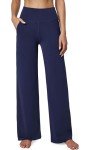 wkwmrpet Womens Elastic Waist Yoga Pants Comfy Lounge Wide Leg Sweatpants with 2 Pockets Navy Blue L
