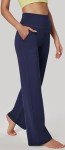 wkwmrpet Womens Elastic Waist Yoga Pants Comfy Lounge Wide Leg Sweatpants with 2 Pockets Navy Blue L