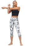 Dragon Fit High Waisted Leggings for Women Tummy Control Workout Running Yoga Pants with Pockets (Medium, Capris Marble)